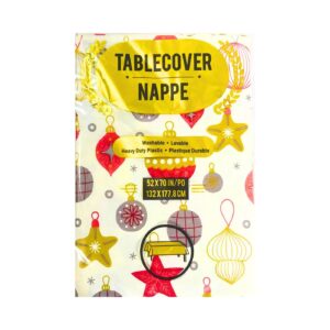 52" x 70" Christmas Table Plastic w/ Flannel Back