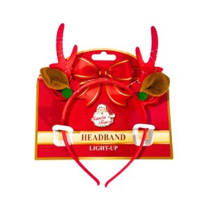 Red Velvet Reindeer Head Band w/ 10 Lights