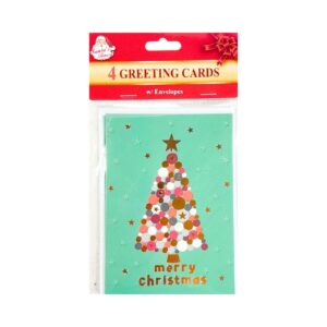 4pc 3.5" x 5" Christmas Card w/ Envelopes