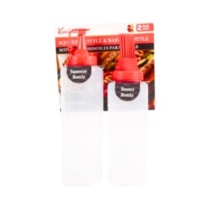 2pc 2.6" x 7.9" & 2.6" x 9" 100g Plastic Squeeze Bottle & Baster Bottle