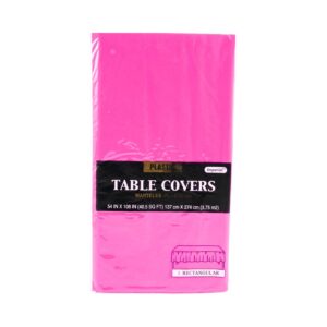 54" x 108" Heavy Duty Fuchsia / Hot Pink Disposable Table Plastic