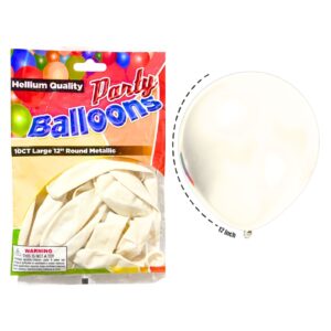 10ct 12" Pearlized Metallic White Balloon
