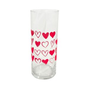 8.5" x 3.33" Clear Glass Vase w/ Heart Design