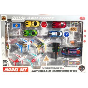 10pc Pull Back Metal Plane & Car Set