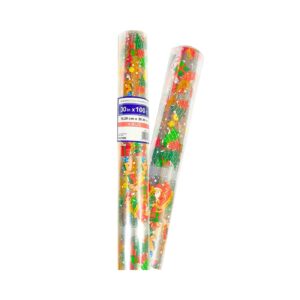 30" x 100' Printed Christmas Cellophane Rolls 'Flying Santa With Presents'