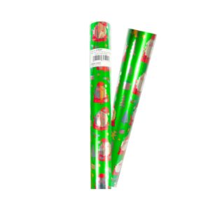 30" x 100ft Metallic Wrapping Paper 'Santa And More'