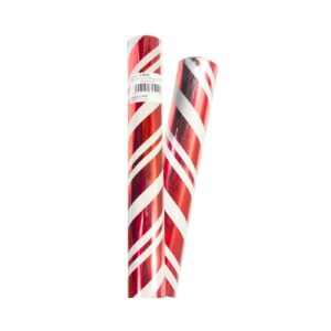 30" x 100ft Red & White Metallic Wrapping Paper