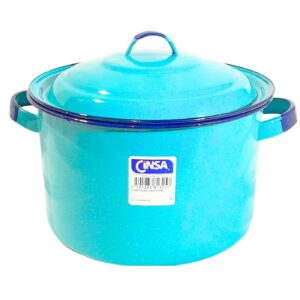 8 Qt Blue Enamel Stock Pot w/ Lid 'Cinsa'