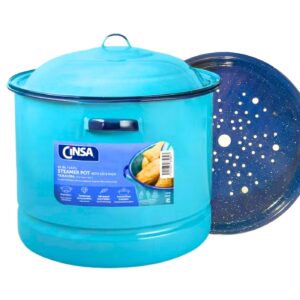 15Qt Blue Enamel Steamer Pot w/ Lid & Trivet 'Cinsa'