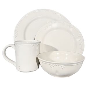 16pc Dinnerware Set 'Off White w/ Embossed Design'
