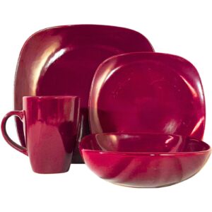 16pc Ceramic Dinnerware Set 'Burgundy'