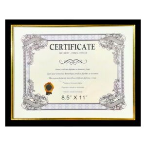 8 1/2" x 11" Certificate Frame w/ Gold Trim