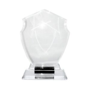 4 3/4" x 5 3/4" Glass Plaque on Clear Glass Stand in Blue Box