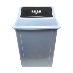 34L Gray Garbage Bin w/ Swing Lid (41cm x 28cm x 60.5cm)