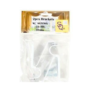 2pc 19mm White Curtain Rod Brackets w/ Screws