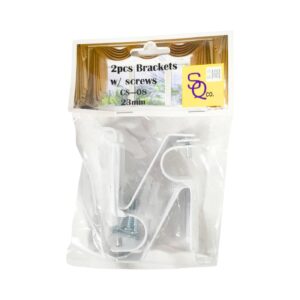 2pc 23mm White Curtain Rod Bracket w/ Screws