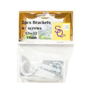2pc 19mm White Curtain Rod Brackets w/ Screws