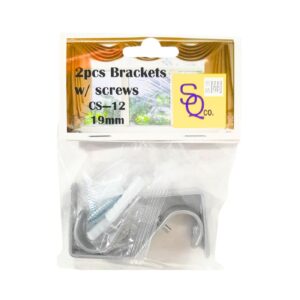 2pc 19mm Silver Curtain Rod Brackets w/ Screws