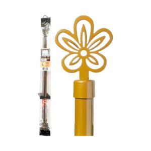 28" - 48" Brass Metal Curtain Rod w/ Flower Shaped Ends