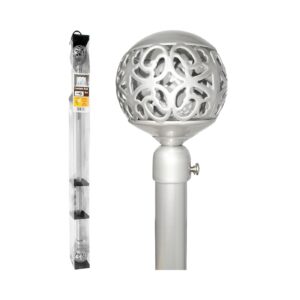 48" - 84" Silver Metal Curtain Rod w/ Sphere Shaped Ends