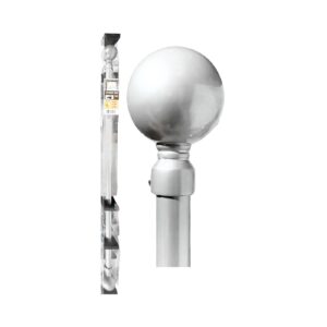 48" - 84" Silver Metal Curtain Rod w/ Ball Shaped Ends