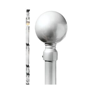 66" - 120" Silver Metal Curtain Rod w/ Ball Shaped Ends