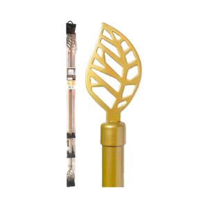 28" - 48" Champagne Metal Curtain Rod w/ Leaf Shaped Ends