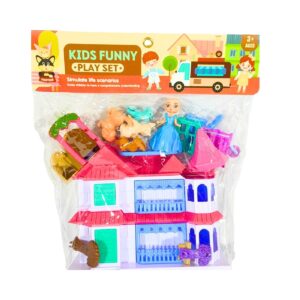 7" x 6" House w/ Furniture & Pets in Poly Bag