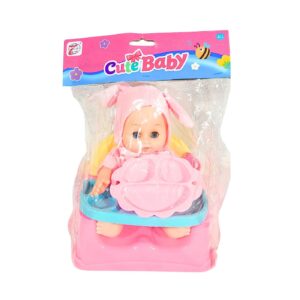 Baby Doll on Booster Seat w/ Feeding Accessories in Poly Bag