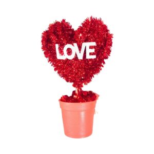 5" Tinsel Covered Heart in Planter 'Love'