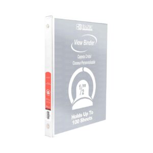 1/2" White PVC 3-Ring View Binder w/ 2 Pockets 'Bazic'