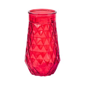 8" Colored Glass Vase w/ Embossed Diamond Shapes