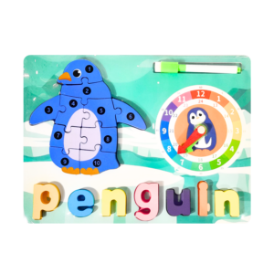 Wood Animal Shaped Puzzle w/ Clock & Dry Erase Board
