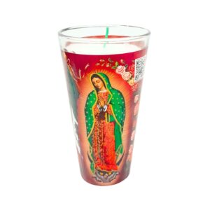 5" x 3" V-Shaped Candle in Glass 'Lady of Guadalupe'