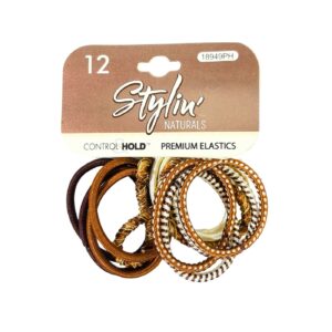 12pc Clasp Free Hair Elastics in Natural Colors