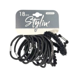 18pk Black Hair Ties