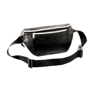 12" x 6.5" Faux Leather Black Waist Bag