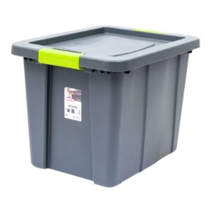 18 Gallon Tuff Tote Box w/ Green Latching Lid
