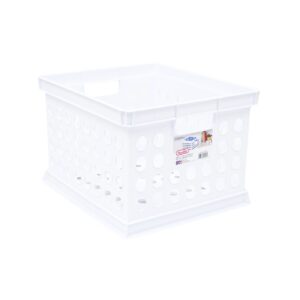 15" x 13" x 10" White Plastic Storage Crate