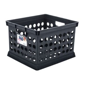 15" x 13" x 10" Black Plastic Storage Crate