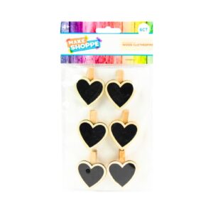 6ct Wooden Clothespin w/ Heart-Shaped Chalkboard
