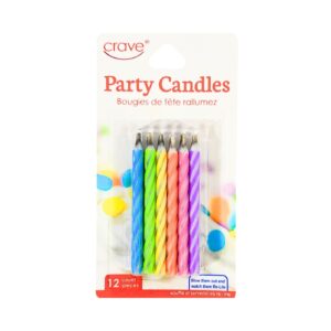 12pk Assorted Color Relighting Party Candle 'Crave'
