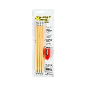 4pk #2 Yellow Triangle Pencil w/ Sharpener 'Bazic' [ZERO RATED]