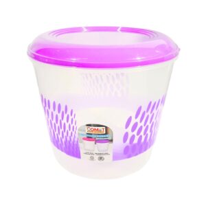 3L Clear Round Container w/ Colored Lid