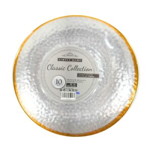 10pc 10" Clear Party Plate w/ Gold Rim