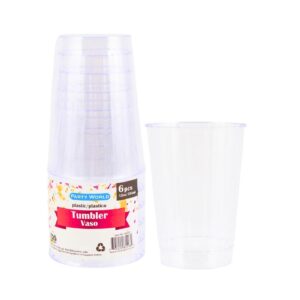 6pk 12oz Clear Ribbed Plastic Tumbler