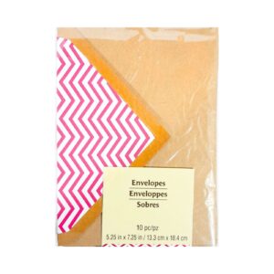 10ct 5.25" x 7.25" Craft Pink Chevron Envelope Set