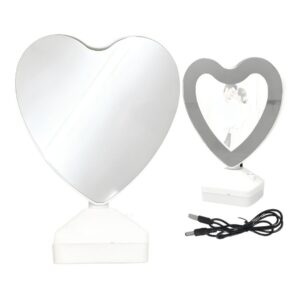 5.25" x 5" Heart Shape Mirror / Photo Frame w/ USB