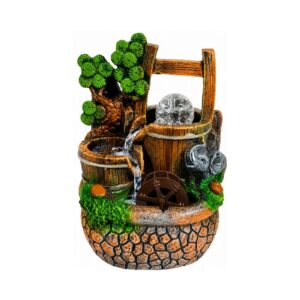 5" x 4.5" Oval Base Water Fountain Ornament w/ Elephant & Mini Crystal Ball