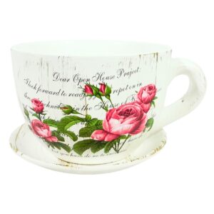 5.5" x 6" Ceramic Cup Shaped Planter w/ Saucer